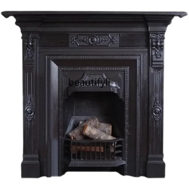 yh French Decorative Cabinet Solid Wood Household Background Wall Fireplace Rack European Living Room Entrance Shelf Fireplace