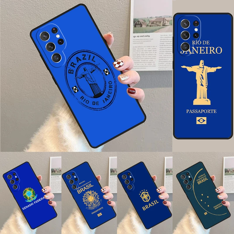 Weiche Handyhülle mit Brasilien-Pass-Motiv für Samsung Galaxy Note 10 Pro S26 Ultra S23 S24 FE S25 S21 S22 PLUS, stoßfeste Schutzhülle