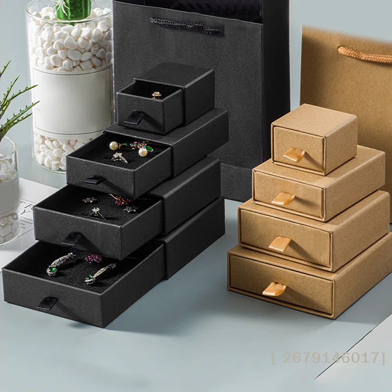 

【YY26】1pcs Kraft Paper Drawer Travel Jewelry Packaging Box Necklace Bracelet Earrings Gift Organizer Case Box