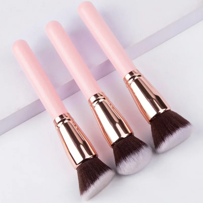 1pc rosa escova de contorno macio para destaque nariz & blush maquiagem multifuncional rosto reparação escovas & ferramentas luxo high-end presente