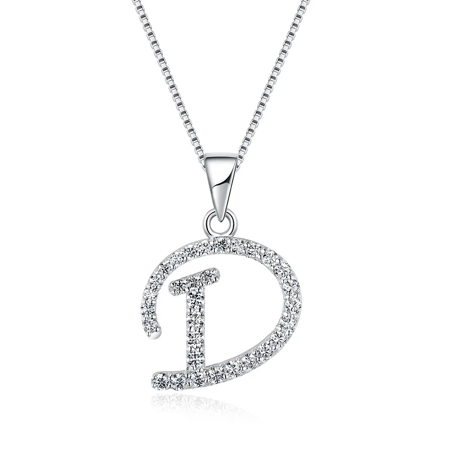 Colares de moissanite com pingente de letra "D'' com certificado Gra colar de prata esterlina 925 para mulheres