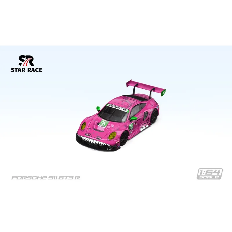 STAR RACE 1:64 Porsche 911 GT3 R 80 AO Racing 2024 IMSA Rexy Roxy Model Samochodu Wykonany z Odlewu Stopu Metali, Kolekcjonerski, Ozdobny, Prezent