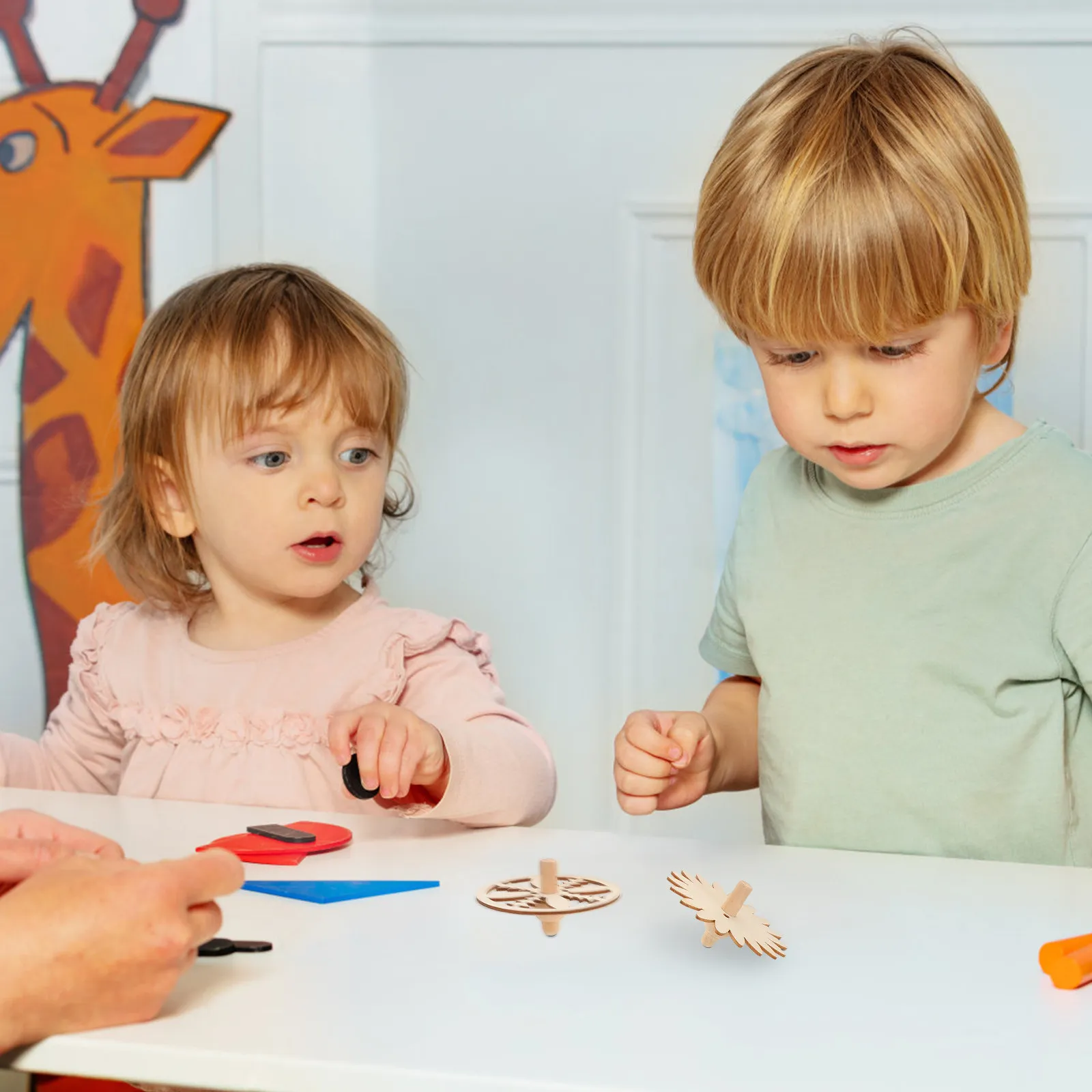 10Pcs Wooden Spinning Tops Unpainted DIY Painting Crafts Kids Handmade Gyro Longlasting Spinning Desk Activity