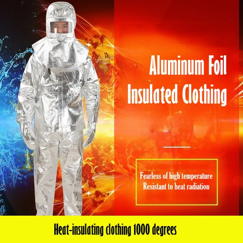 1000 Degrees Aluminum Foil Insulation Suit High Temperature and Fire Protection Suit Split