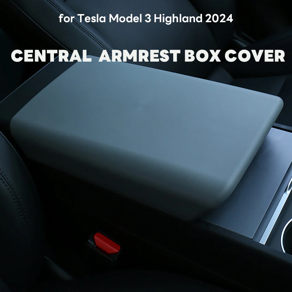 for Tesla Model 3 Highland 2024 TPE Soft Case Car Center Console Arm Rest Lid Auto Central Armrest Box Pad Cover Accessories