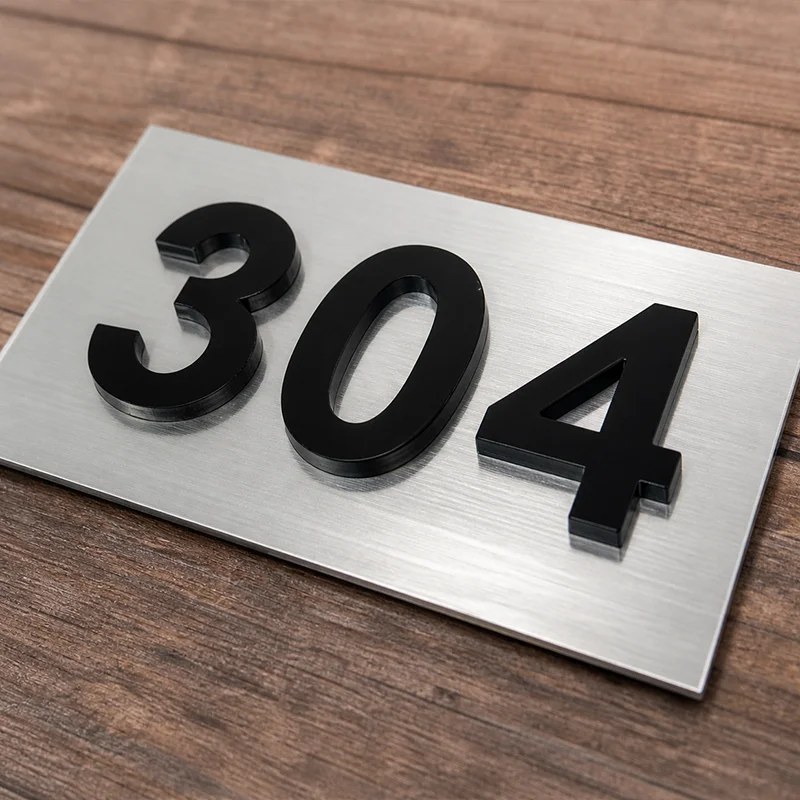 

Custom 3D Acrylic Apartment Door Number Sign Self Adhesive Room Office Hotel Number Plaque Black Gold Brushed Silver