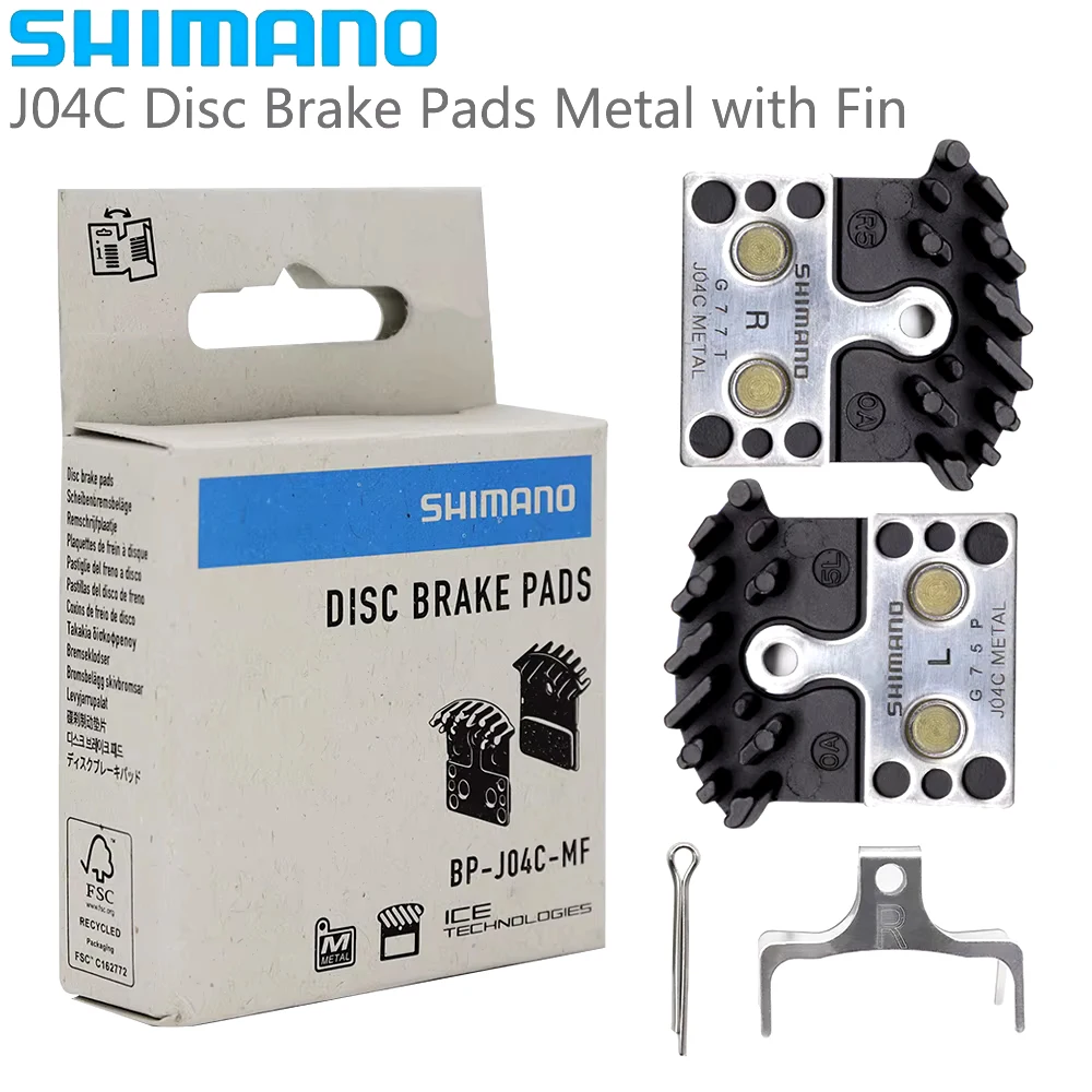 SHIMANO J04C Disc Brake Pad Metal with Fin MTB Bike for DEORE SLX XT M6100 M7100 M8100 M8000 M9000 Bicycle Parts