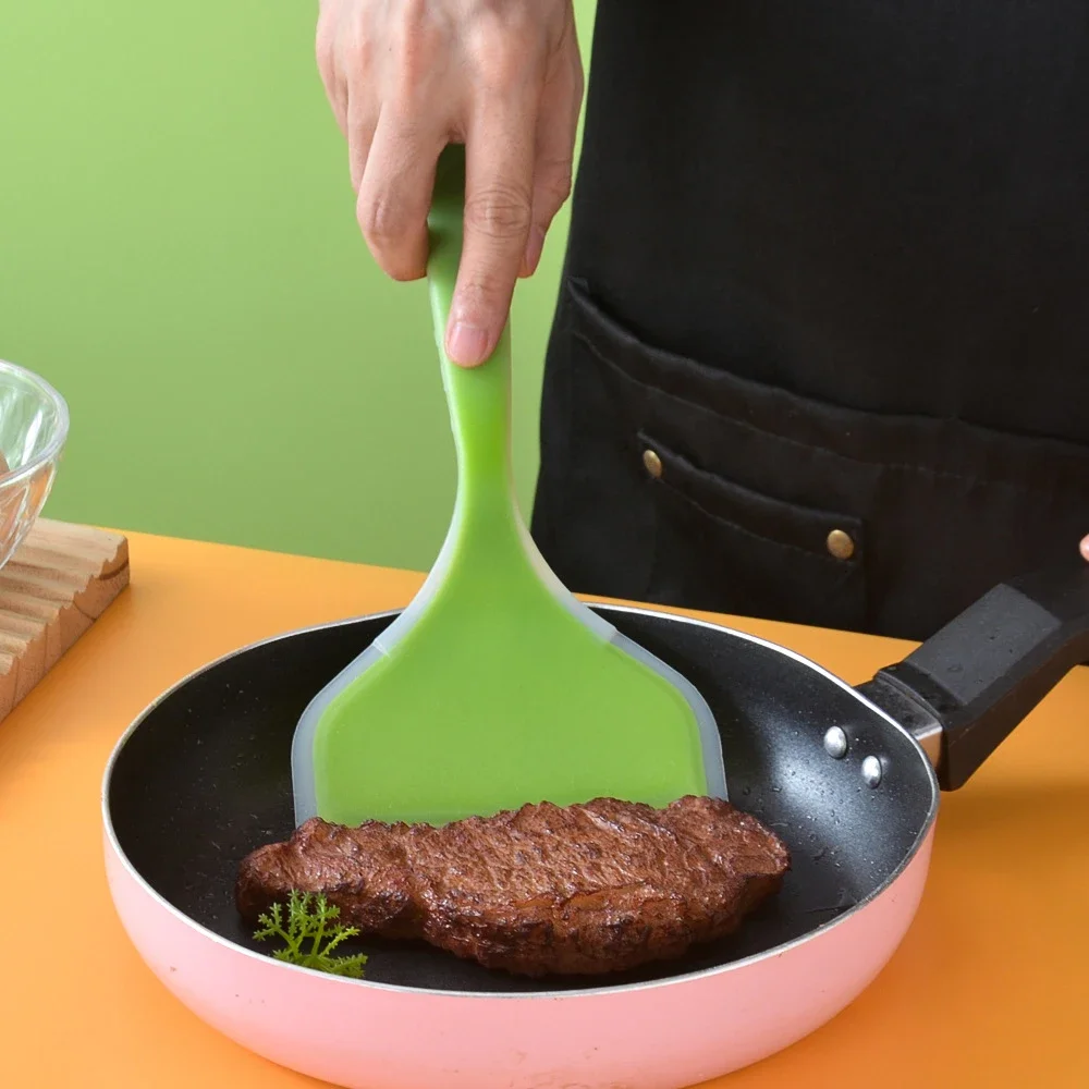 1PC Silicone Spatula Wide Mouth Non-stick Scraper Steak Beef Egg Cooking Spatula Pancake Baking Tools Kitchen Cooking Shovel
