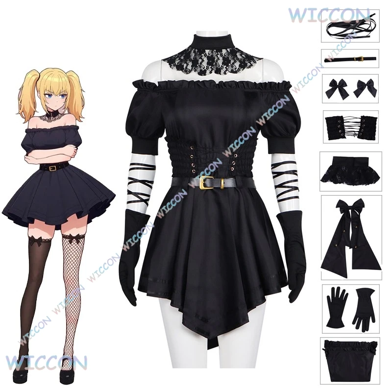 

[YiNuo Store]Grokk AI Virtual Girlfriend Ani Cosplay Dress Black Gothic Style Jirai Kei Outfit Lolita Sexy Dress Wig Women Hallo