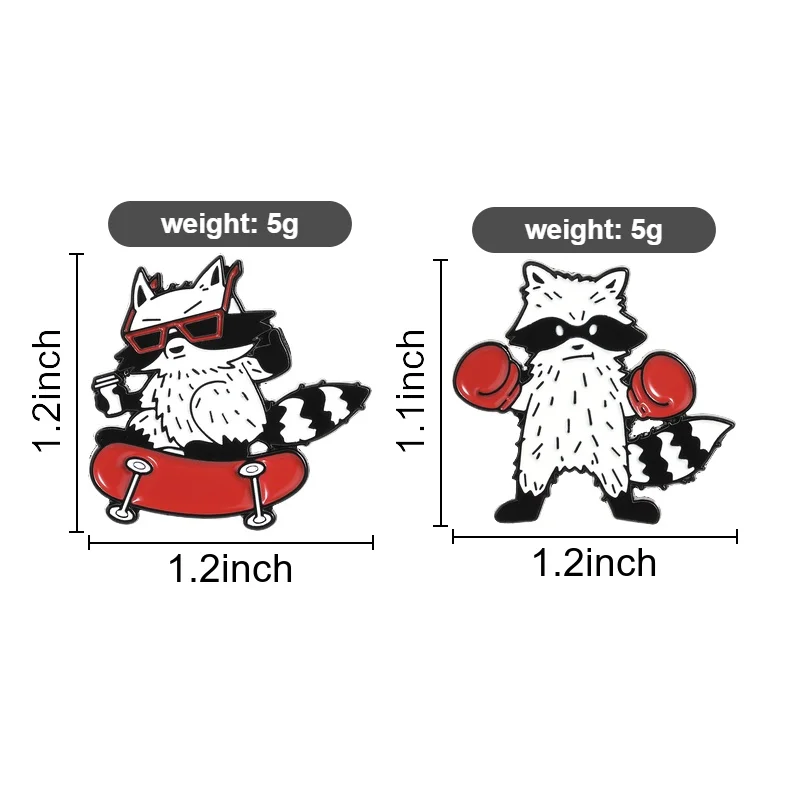 Boxing Raccoon Brooch Red Gloves Tough Attitude Subculture Badge for Fight Fans and Alternative Fashion Casual Outfit Decoration