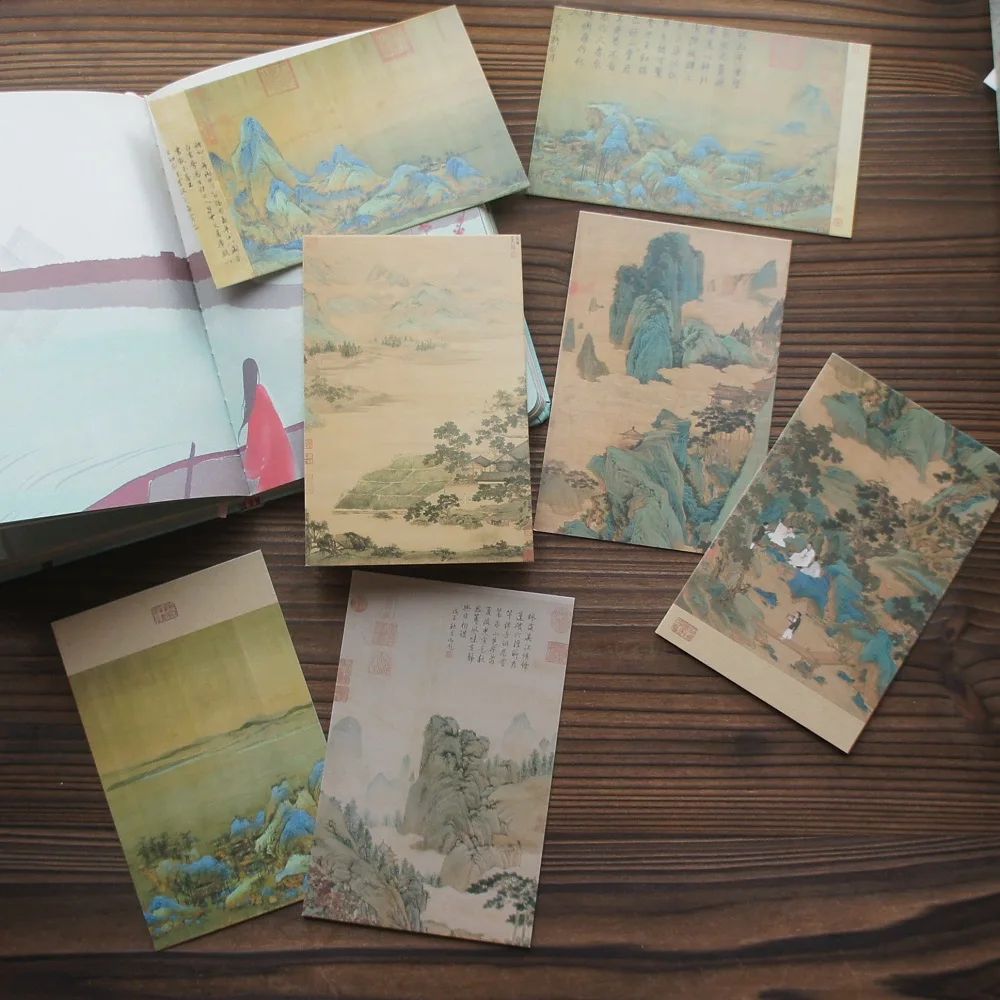 15pcs Famous Ancient Landscape Paintings In China Design As Post Card Gift Greeting Gift Card Party Invitation Scrapbooking Use