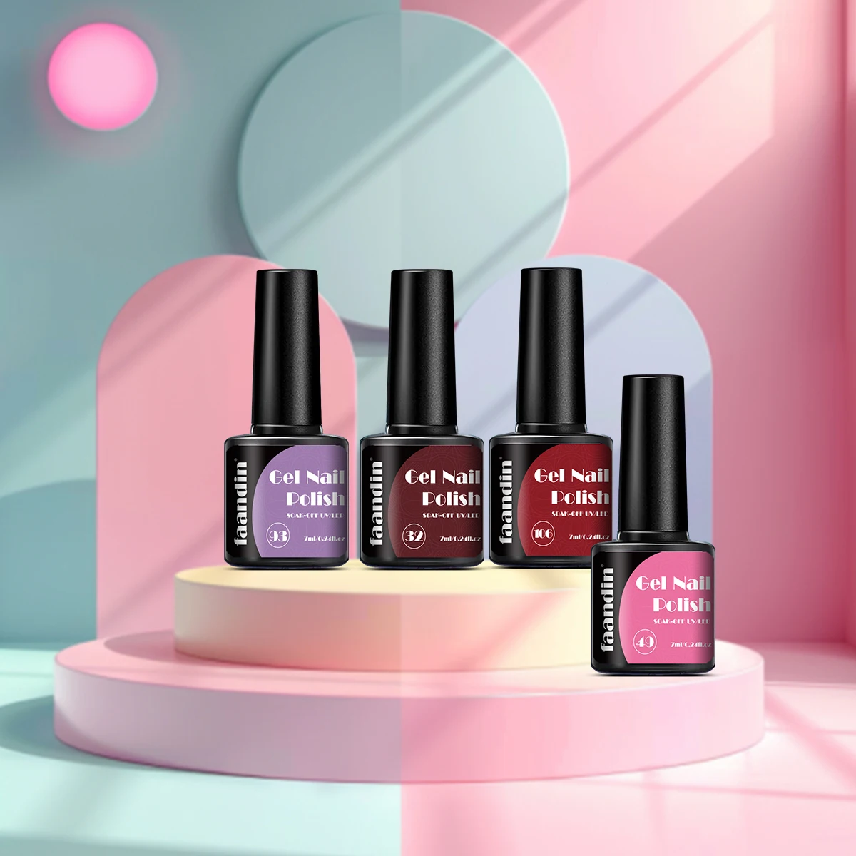 Faandin 3 قطع/مجموعة 7 مل * 3 قطع، تطبيق أكثر سمكًا للحصول على نتائج أفضل، ألوان غنية، نغمات عارية، ألوان أرجوانية، نغمات حمراء، إلخ. ، مجموعة طلاء أظافر جل بلون موحد، هدية مثالية، قوية وطويلة الأمد، ليس من السهل أن تتلاشى، جل طلاء أظافر قابل للإزالة، منتج أساسي للحفلات الراقصة والحفلات وصالونات الأظافر بالجملة لصالونات الأظافر