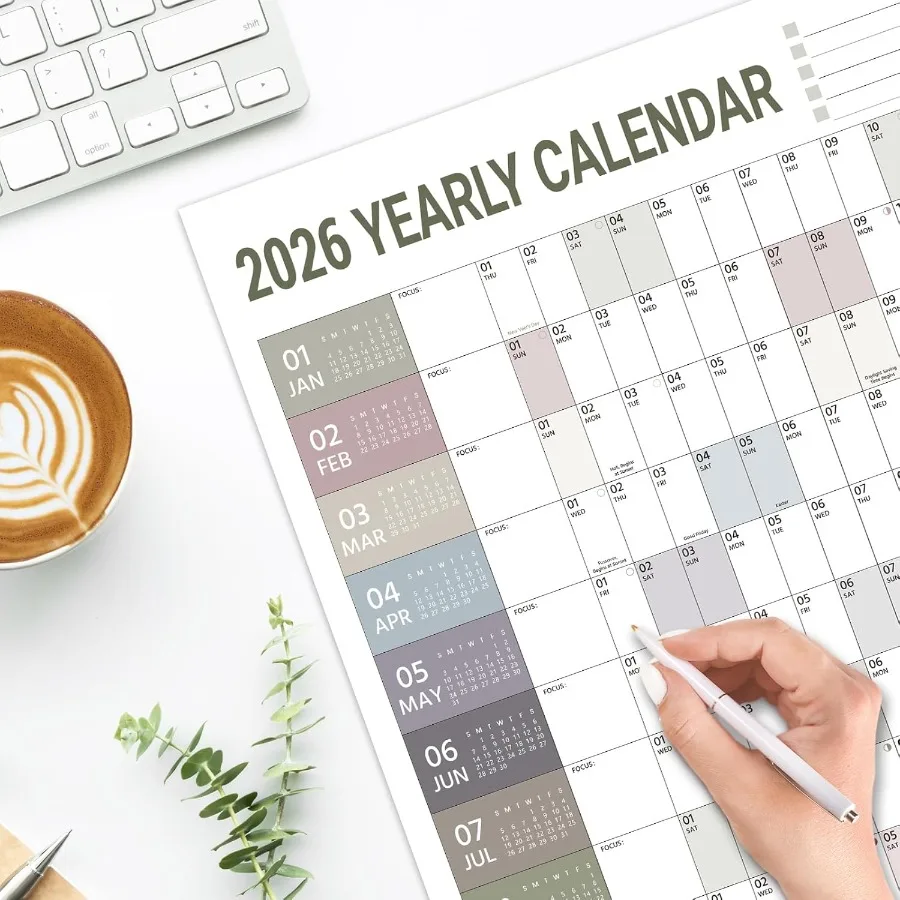 2026 Yearly Wall Calendar 2026 Wall Calendar Jan. 2026 Dec. 2026 Yearly Wall Calendars 2026 with Julian Dates Thick Paper Round