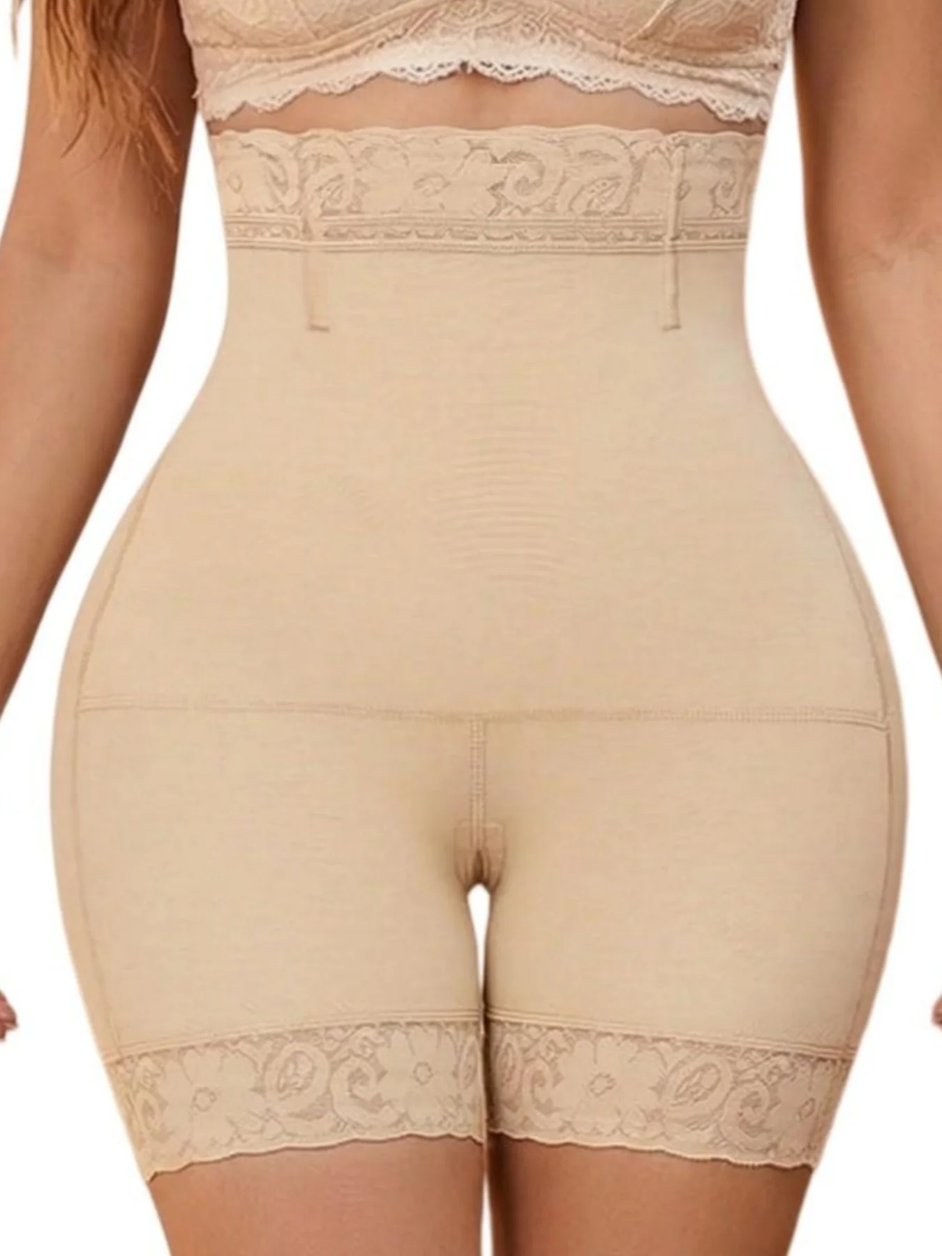 

Women's Solid Color Tight-Fitting Shaping High Waist Shapewear Shorts Butt Lifting Tummy Control Stretch Zipper Crotch Shaper