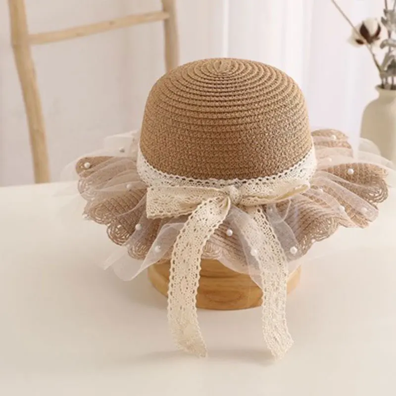 Kids Hat For Girls 2-7Y Straw Children Sunshade Cap Bag Summer Baby Travel Sunscreen Beach Hat Sun Fisherman Cap Fashion Style