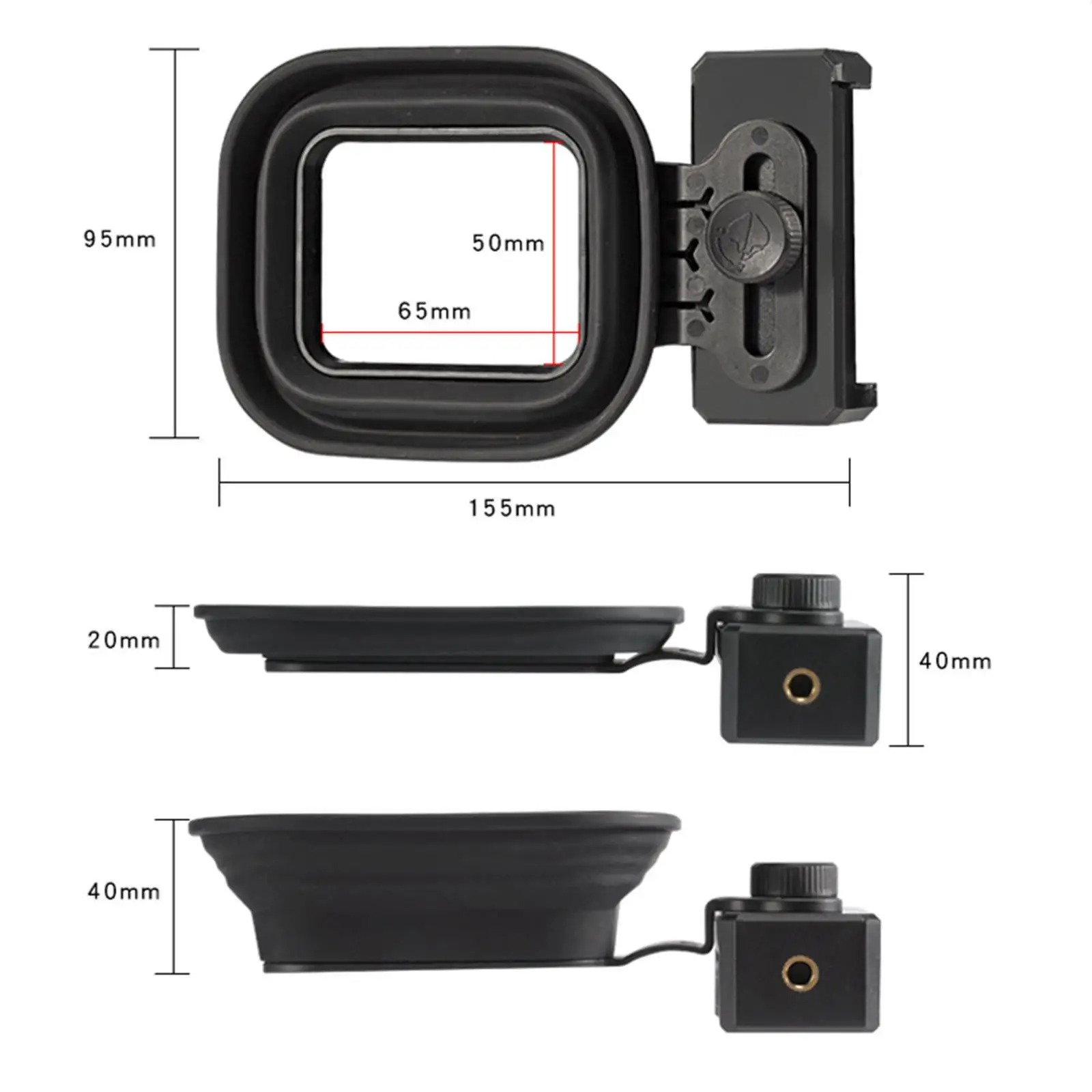ฮูดเลนส์โทรศัพท์ป้องกันแสงสะท้อนเหมาะกับโทรศัพท์ที่มีความกว้าง 65-95 มม
