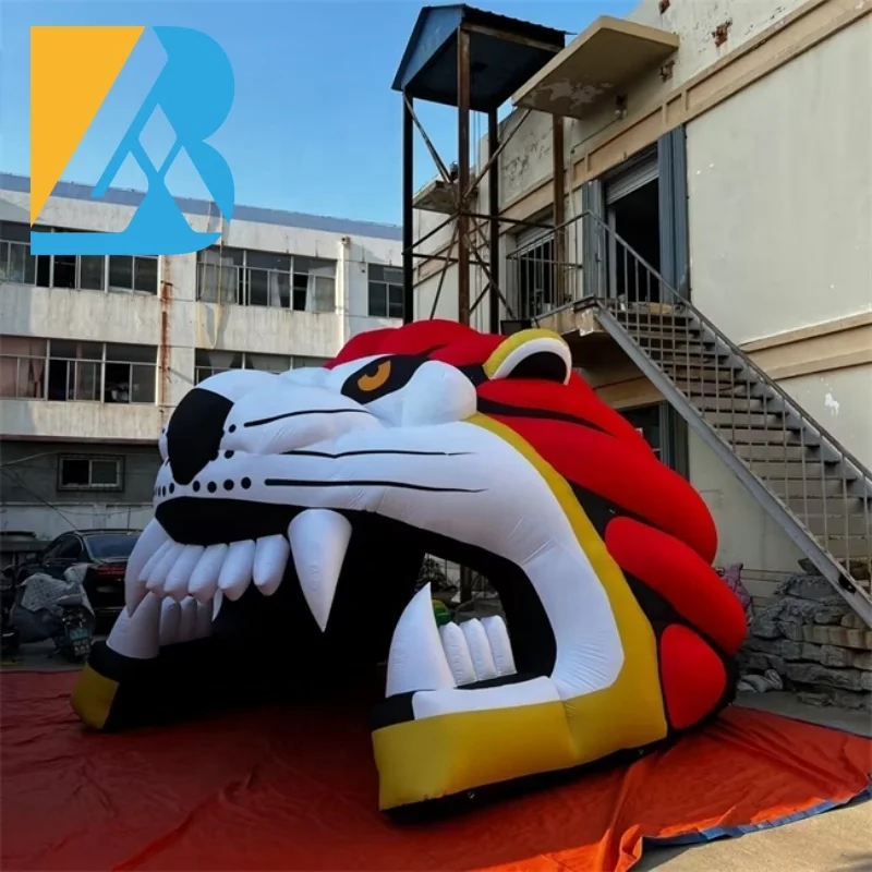 Customized Sports Decorative Large Inflatable Tiger Head Mascot Tunnel for Advertising Toys