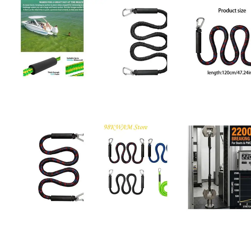 Boat Tie-Up Line with Floating Sleeves and Metal Clip Ends for Docks 68UF