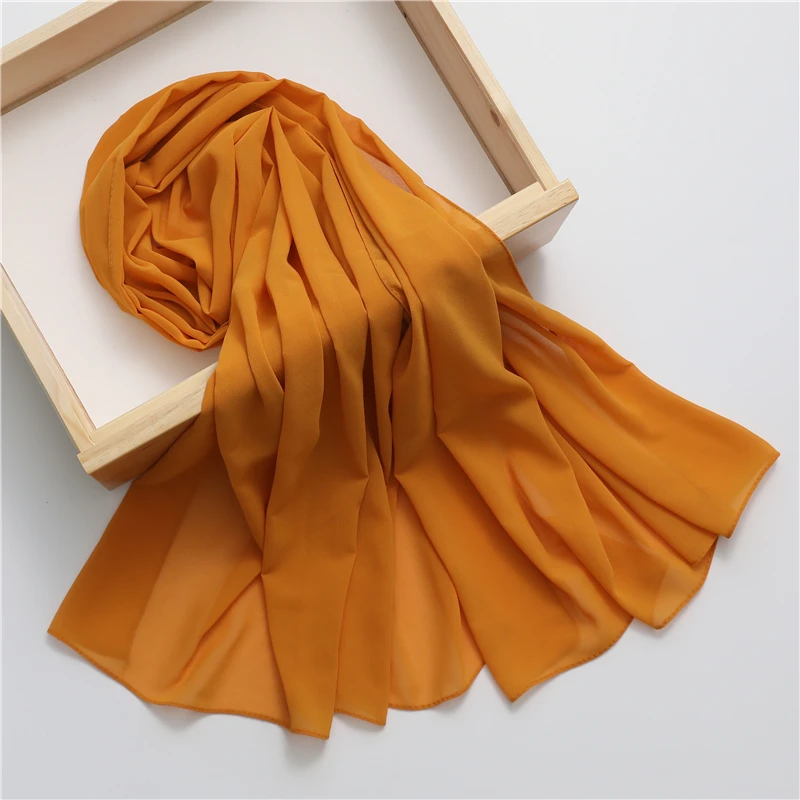 Fashion Design Lady Wraps Pashmina Scarf For Women Bubble Chiffon Hijab Solid Color Shawls Headband Muslim Neck Foulard