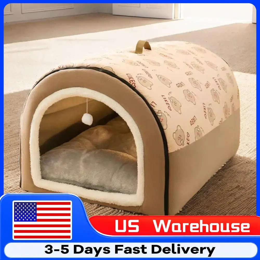 

Кровать для собак, гнездо, съемное плюшевое хлопковое укрытие для щенков, удобная мягкая палатка, домик для собак, зимняя кровать для кошек, замок для собак, кошек, товары для домашних животных