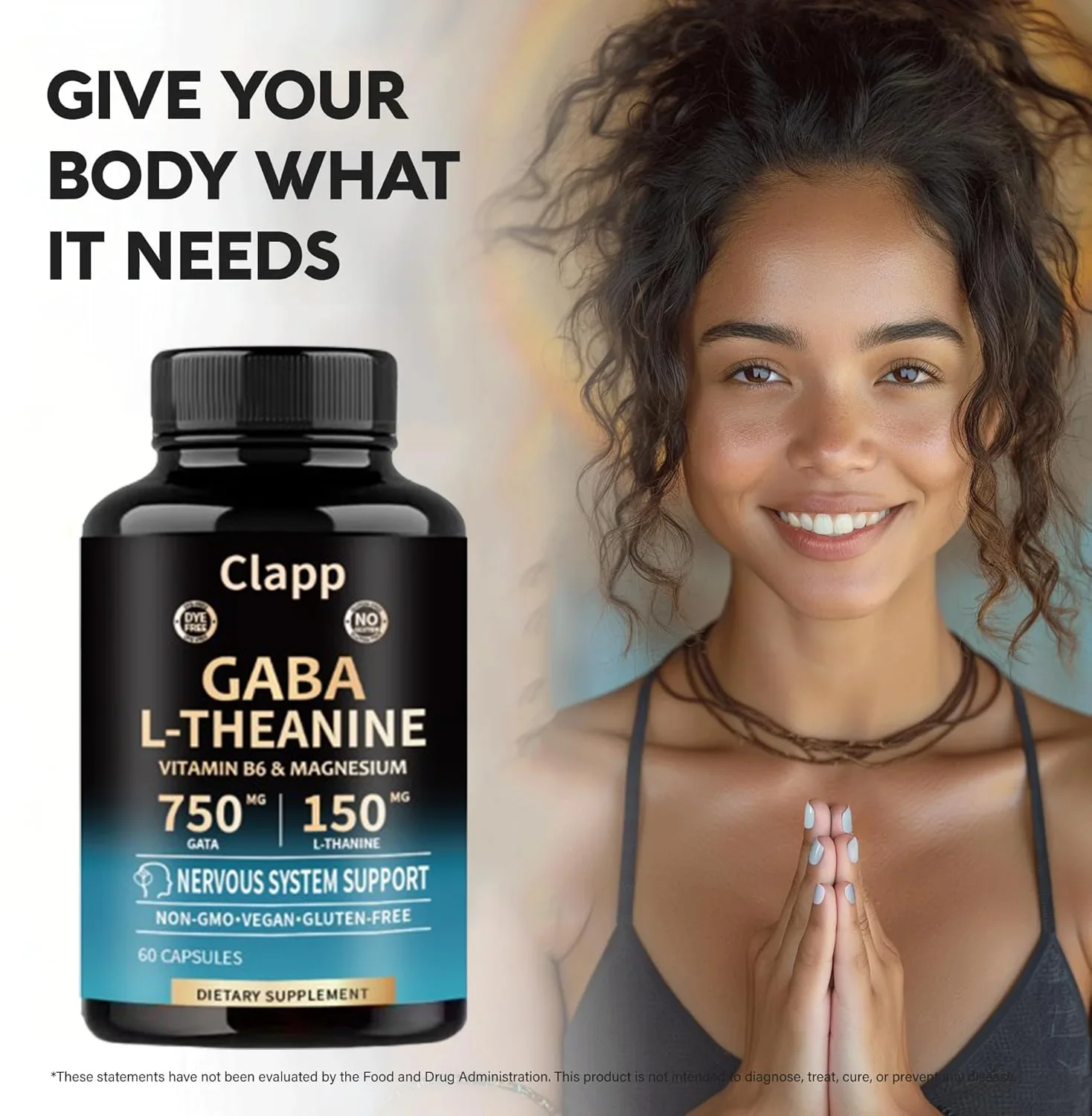 GABA L-theanine Stress Relieving Supplement - Magnesium | Vitamin B6-750 Mg Gamma Aminobutyric Acid