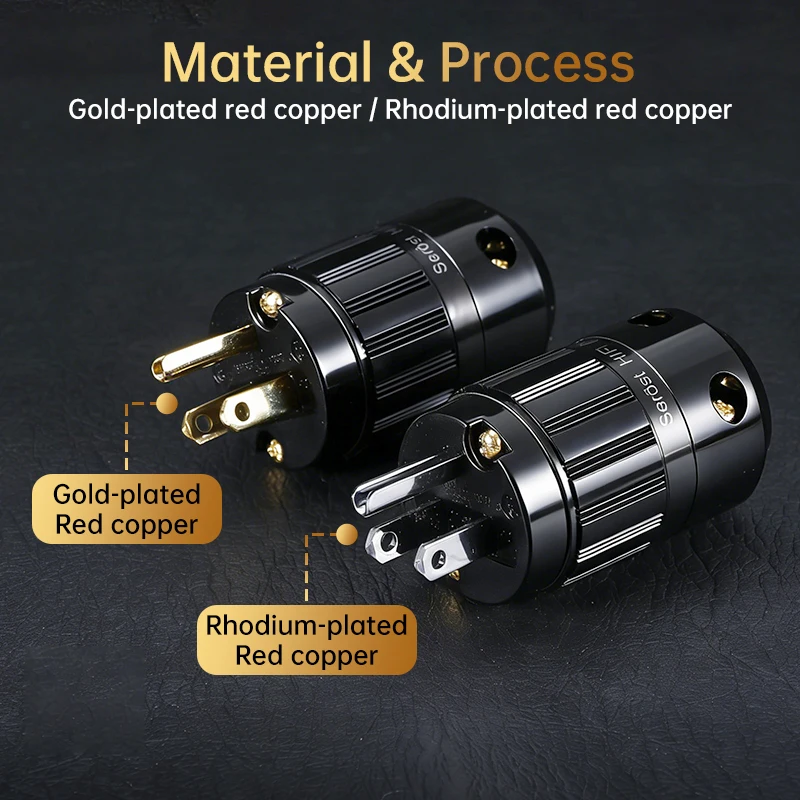 Serost HiFi Vergoldeter Kupfer US AU UK EU & C-7/13/19 Netzstecker für die Herstellung von Audio-Stromkabeln – Detail 2