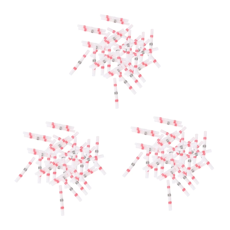 

150Pcs Solder Seal Wire Connectors, Heat Shrink Butt Connector Waterproof Electrical Butt Terminals, 22-18 Awg, Red