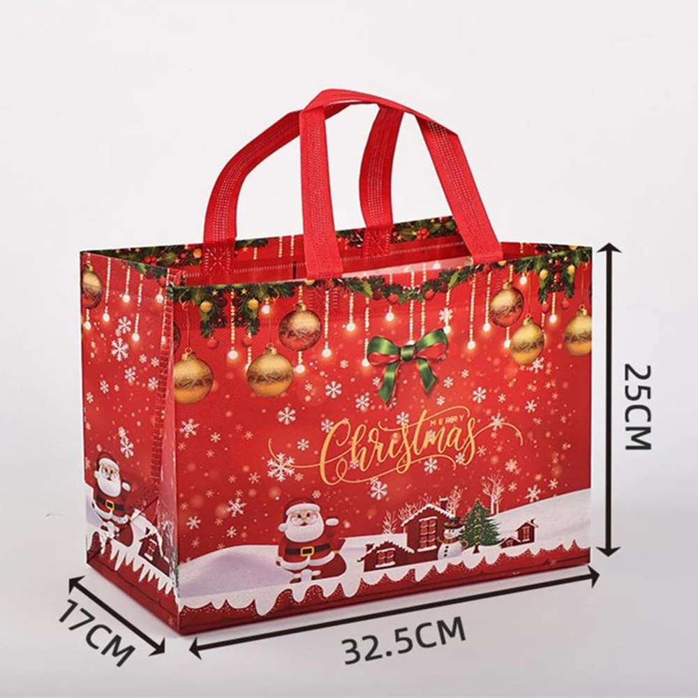 Non Woven Fabric Waterproof Gift Tote Bag Christmas Party Folding Bag Clothing Storage Bag Noel Navidad Print Package Gift Bag