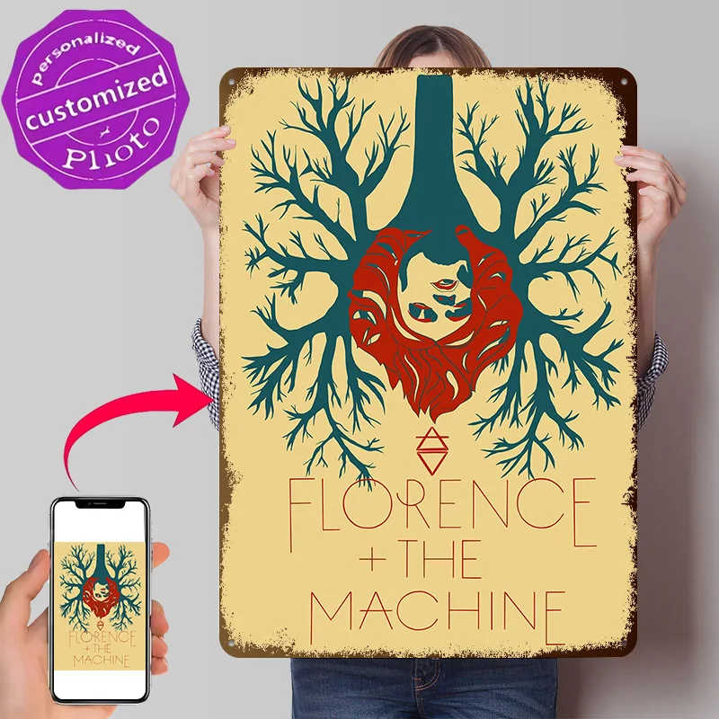 Florence + The Machine Album Art 3D Printed Texture Poster Personalized Wall Art Retro Metal Tin Signs for Luxury Home Decor