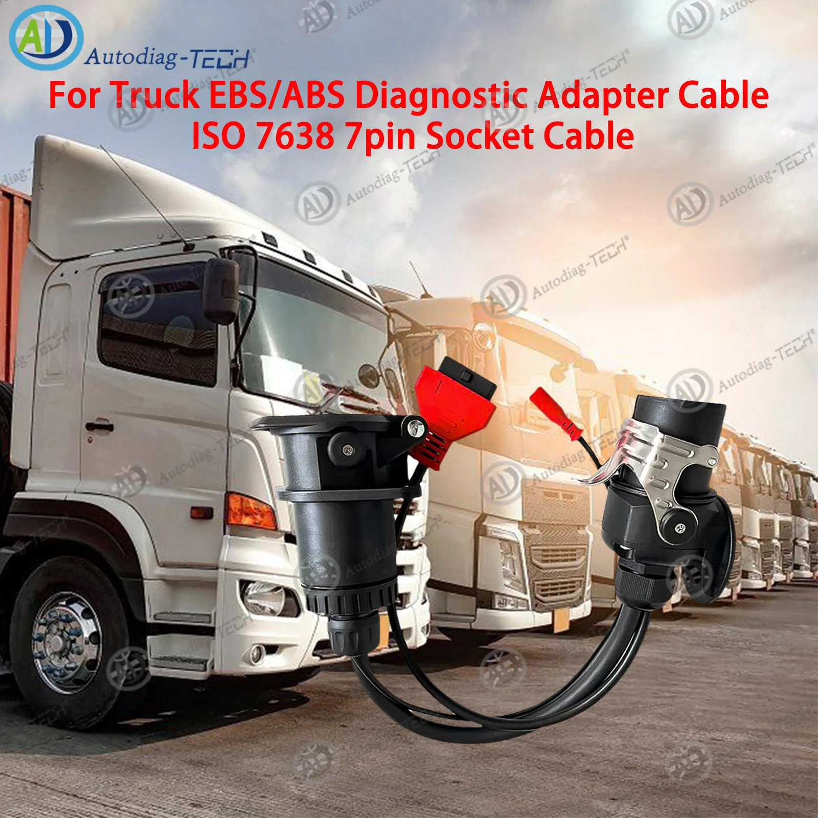 Truck EBS/ABS Diagnostic Adapter Cable ISO 7638 Socket Cable, Work with Autocom Diagnostic Scanner Tool/Code Reader