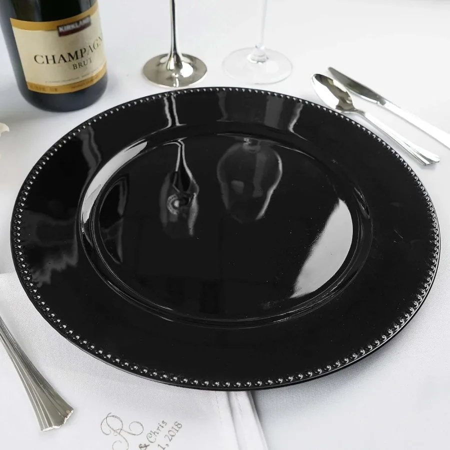 

24 pcs 13" Black Round Charger Plates Dinner Chargers for Tabletop Decor Holiday Wedding Catering Event Decoration