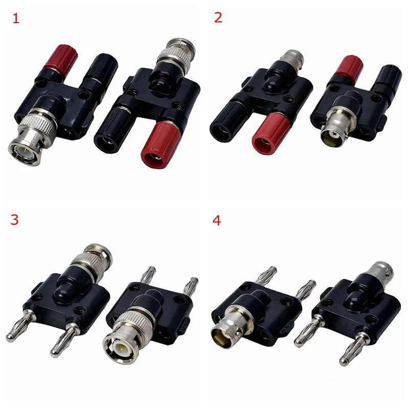 

Q9 BNC Banana To Two Dual 4mm Banana Male Female Jack Coaxial Connector BNC Tee Type 3Way Splitter RF Adapter High Quanlity