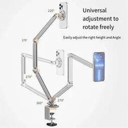 Stojak na telefon komórkowy z długim ramieniem Stojak magnetyczny na tablet Ipad Galaxy Xiaomi Uchwyt na biurko Uchwyt na telefon Łóżko Leniwy stojak na klips