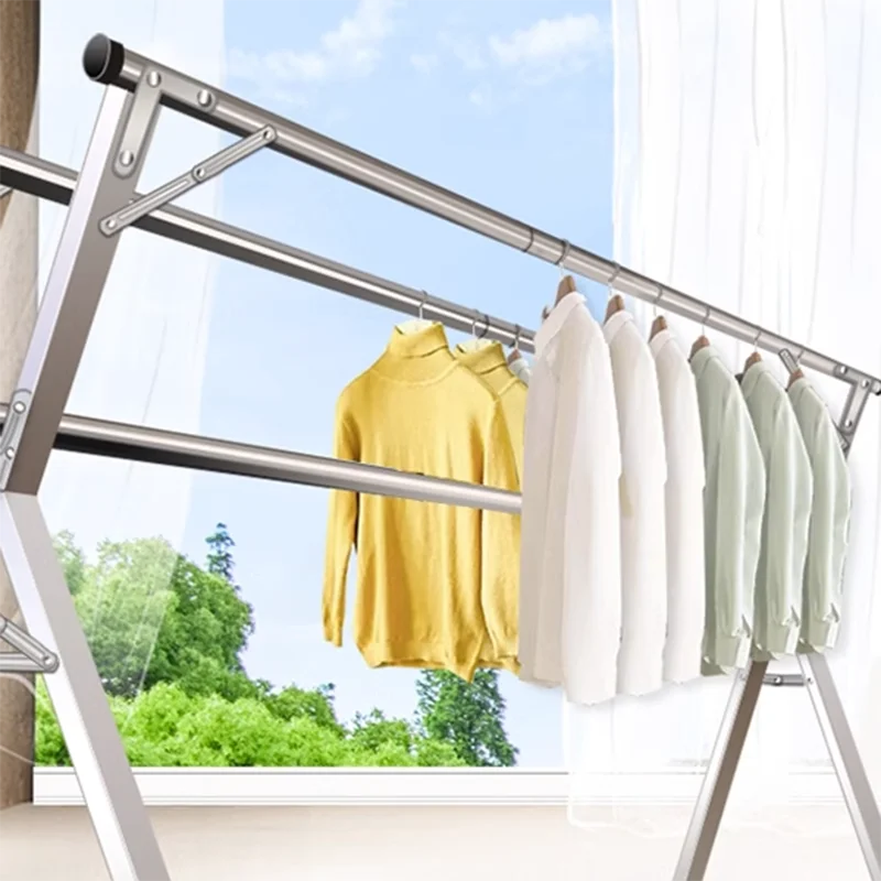 Folding Multiple Cloth Hanger Stand Floor Hanging Garment Clothes Rack Dryer Outdoor Burro Ropa Perchero Home Accessories