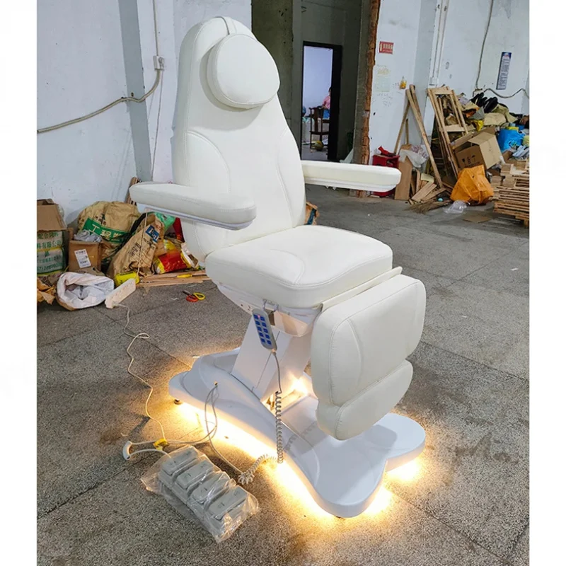 Modern White Hospital 3 Motor Massage Table Adjustable Lash Spa Bed with Lighting Headrest Hotel & Gym Use