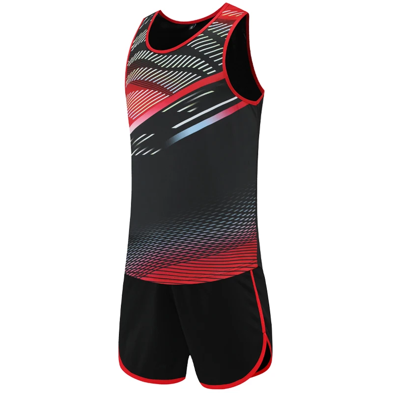 Men Running Sets Marathon Sprint Sports Suit Vest And Shorts Gym Competition Fitness Track And Field Jogging Outdoor Tracksuits