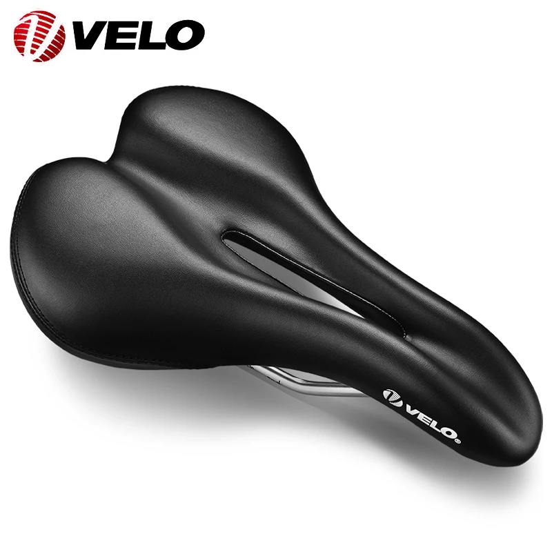 VELO Original Steel Rail PU Leather Comfort Bicycle Saddle for Road Gravel MTB Off-Road City Bicycle Touring Bike Cycling Parts