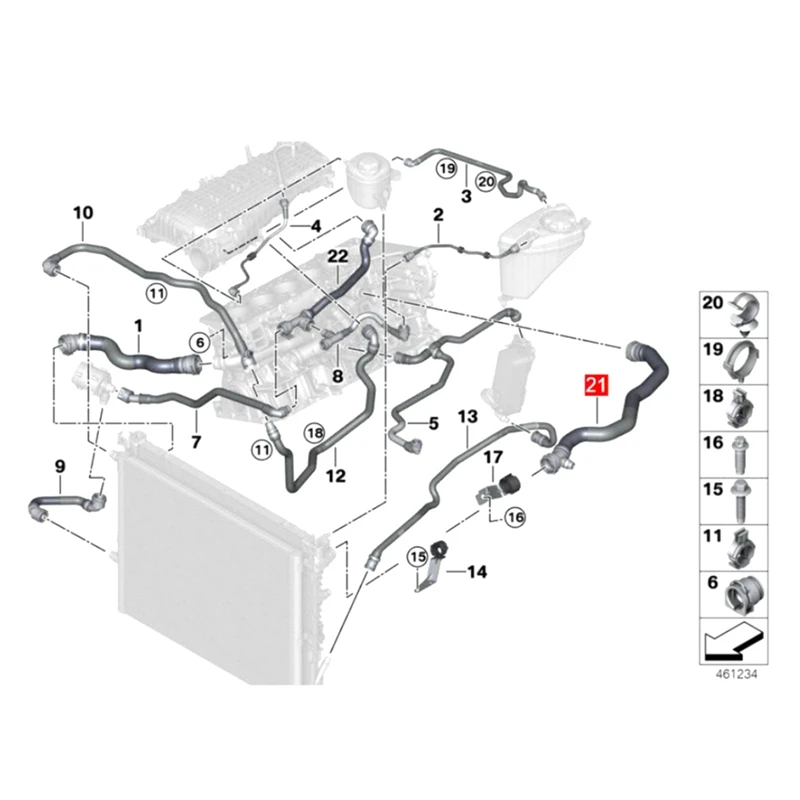 Engine Coolant Cooler Hose 17128602871 For BMW 5 6 7 Series G38 G32 G12 540Li 740Li 640I Spare Parts Accessories Parts