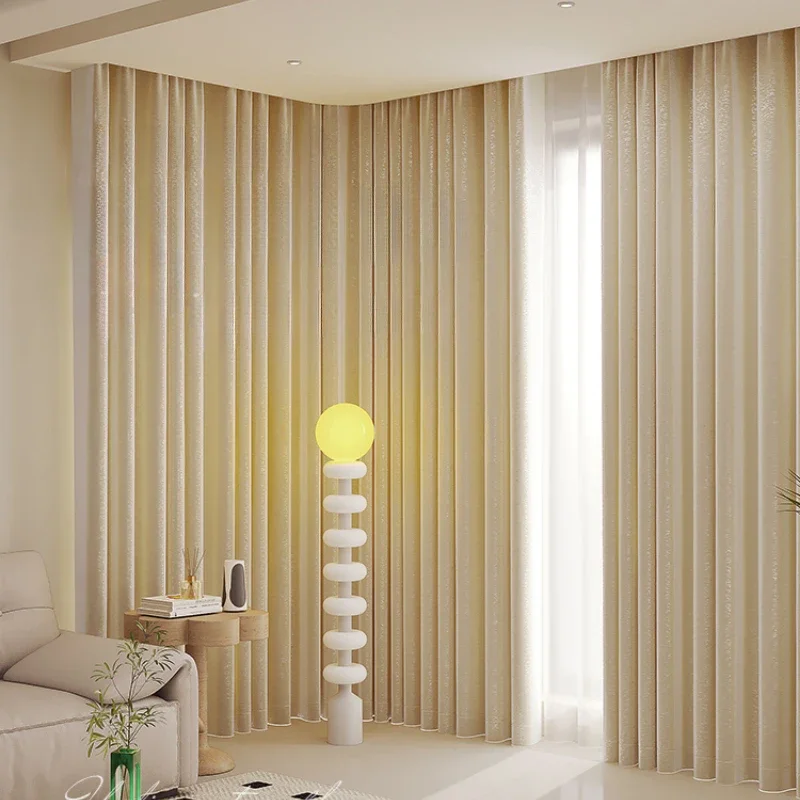 Simple Bedroom Full Blackout Drapes Home Bay Window Curtain Modern Insulated Living Room Drape Balcony Sun Protection Curtains