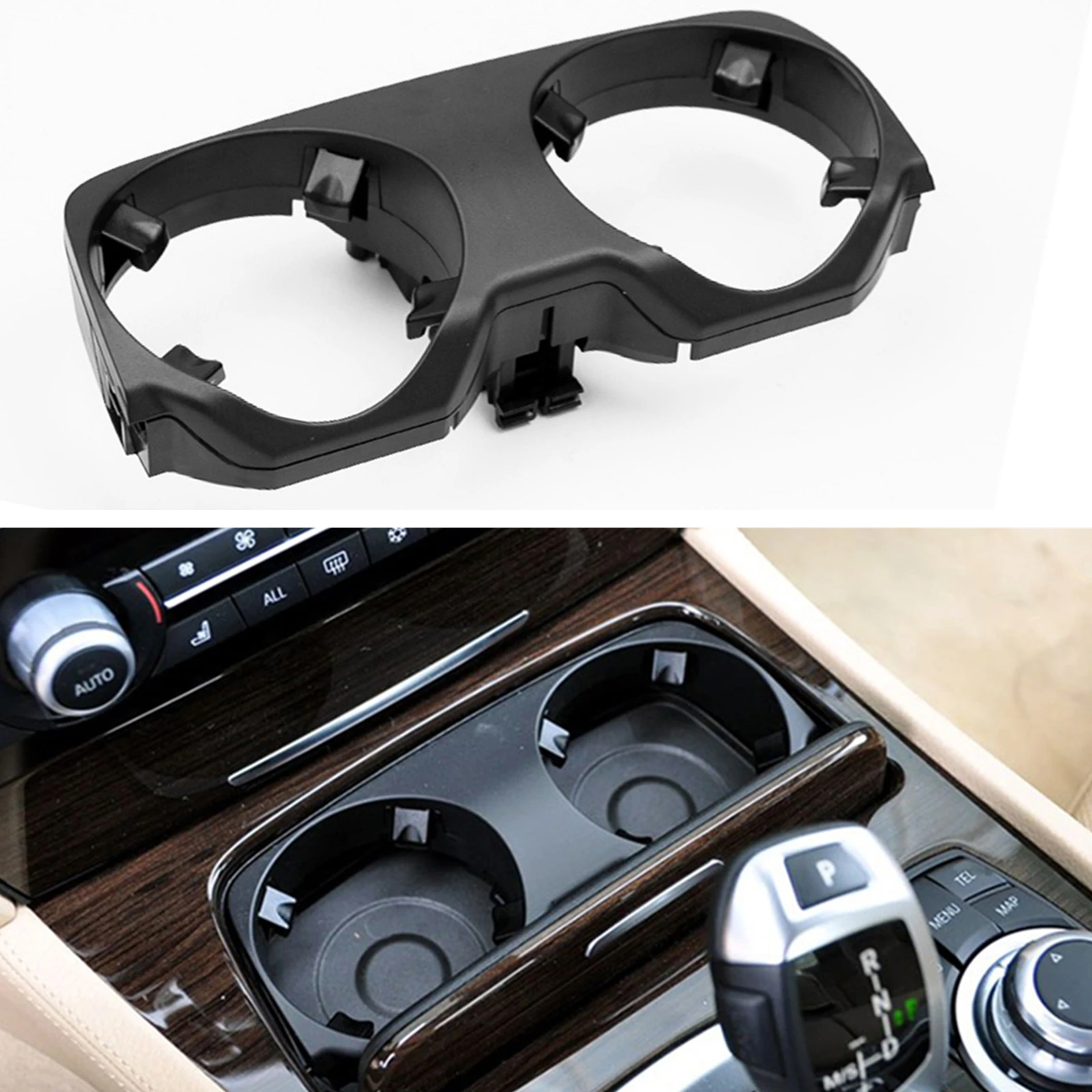 Black Dashboard Water Drink Cup Holder Panel Cover Support For BMW 7 Series F01 F02 F04 730 740 750 760 2008-2015 51169179820