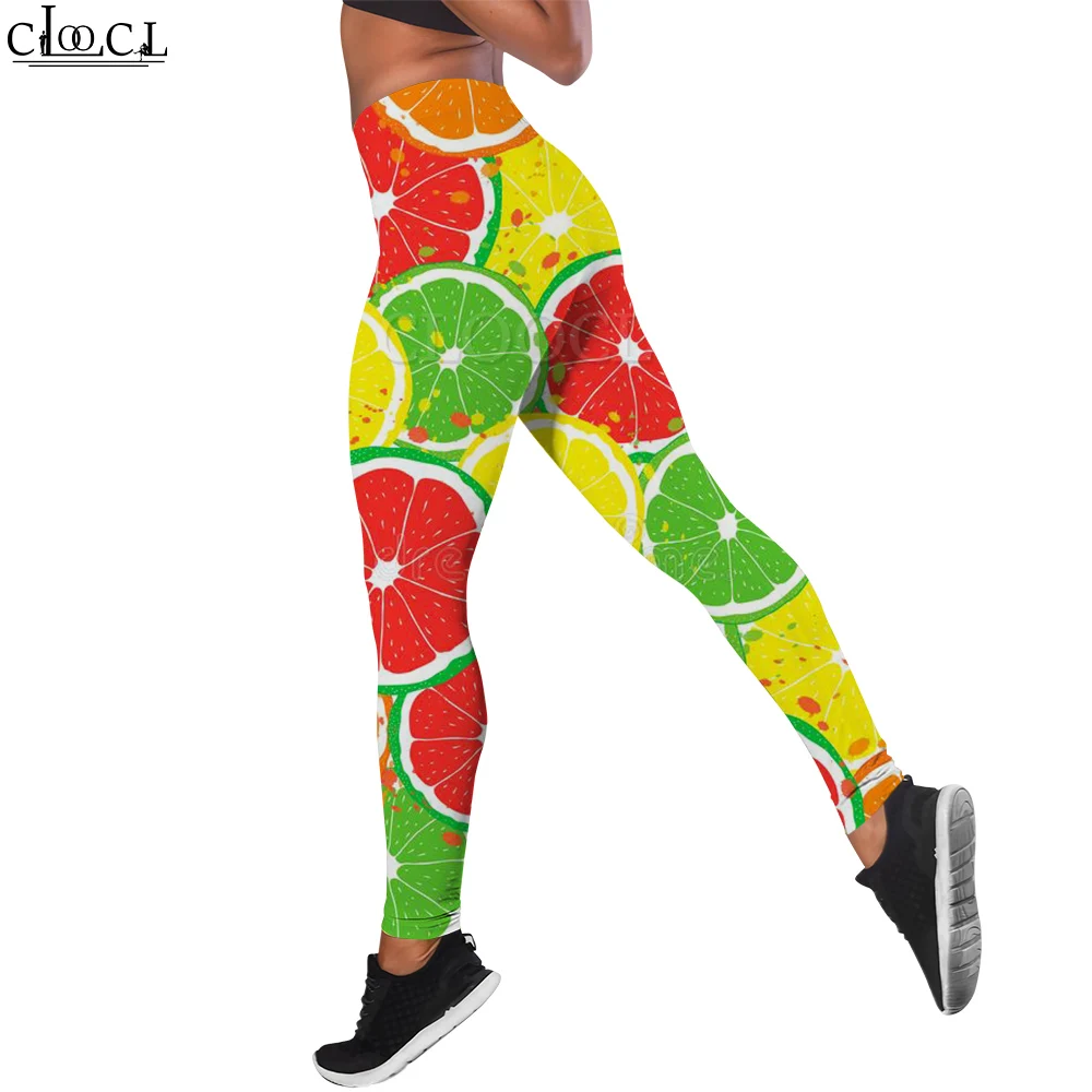 CLOOCL Hawaii Women Leggings Ankle-Length Pants Leggings Colored Lemon Citron Printed Pants Gym Workout Polyester Trousers