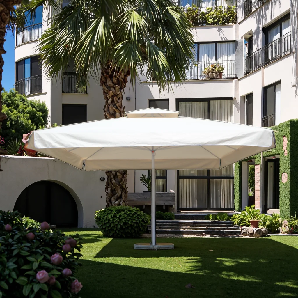 Modern Waterproof Outdoor Sun Umbrella for Beach Hotel & Courtyard Use-Square Shape Aluminum Pole Hydraulic Pressure