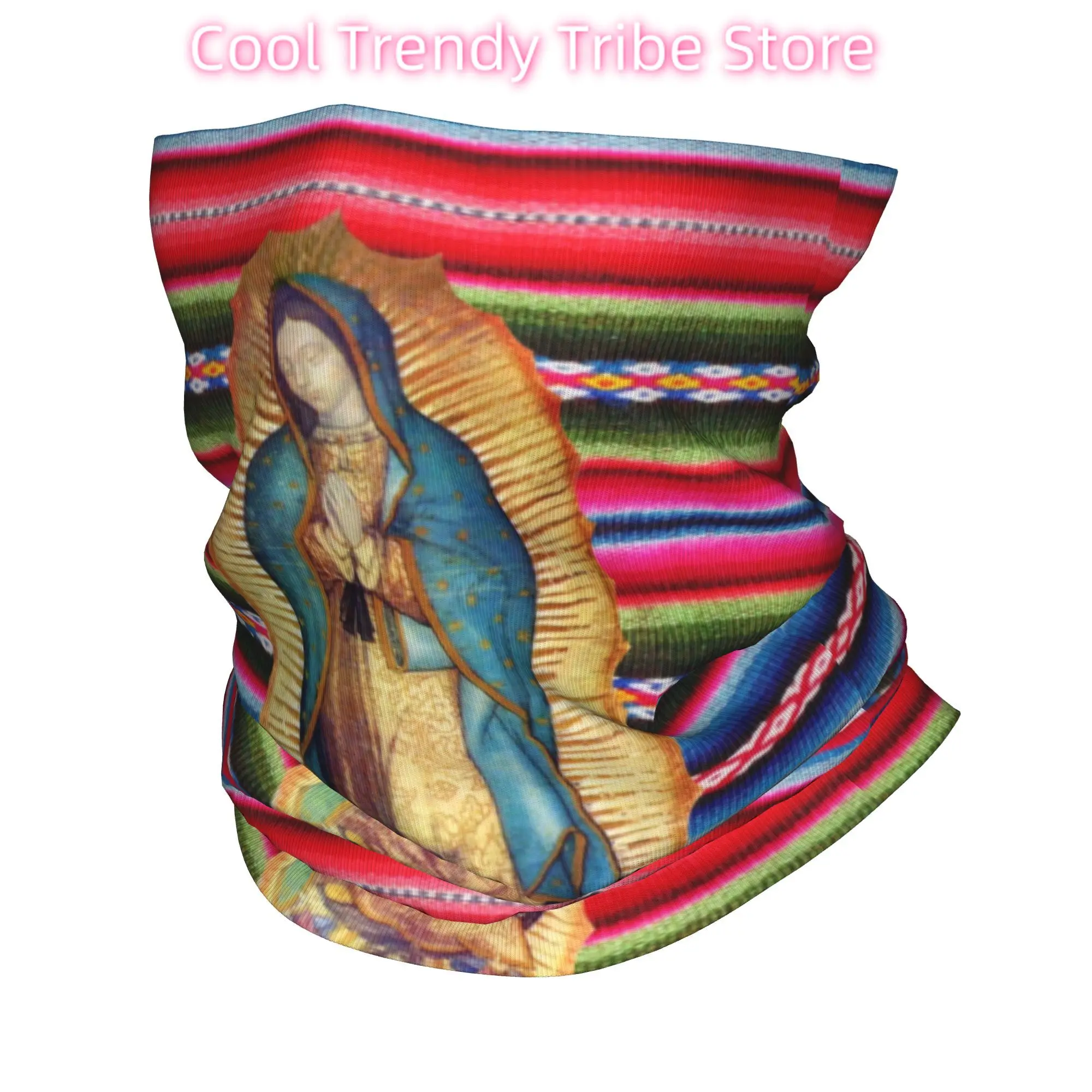 Nuestra Señora de Guadalupe Virgen María Zarape Diadema de Invierno Calentador de Cuello Bufanda de Tubo Virgen María Cara Católica Bandana Polaina