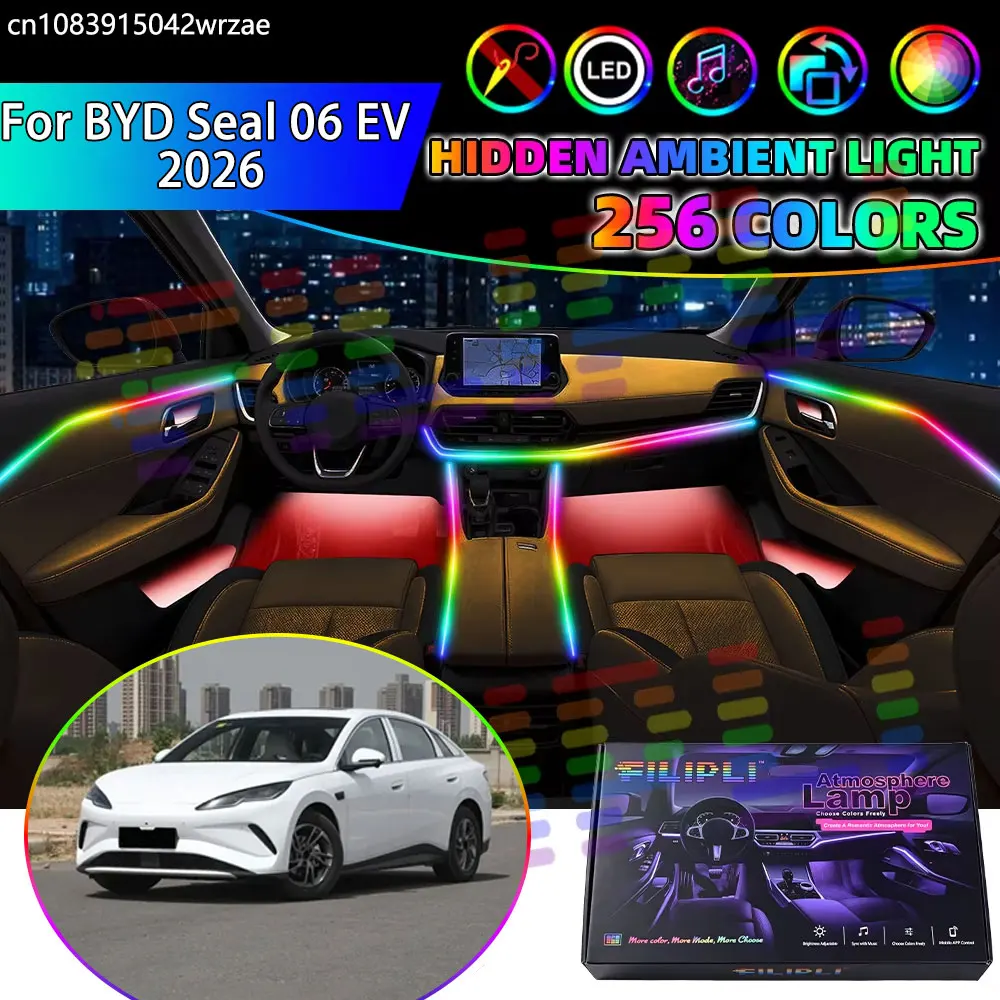 For BYD Seal 06 EV 2026 RGB Car Interior Ambient Lights Strips Breathing Lighting Kit App Control LED strips Auto Accessories