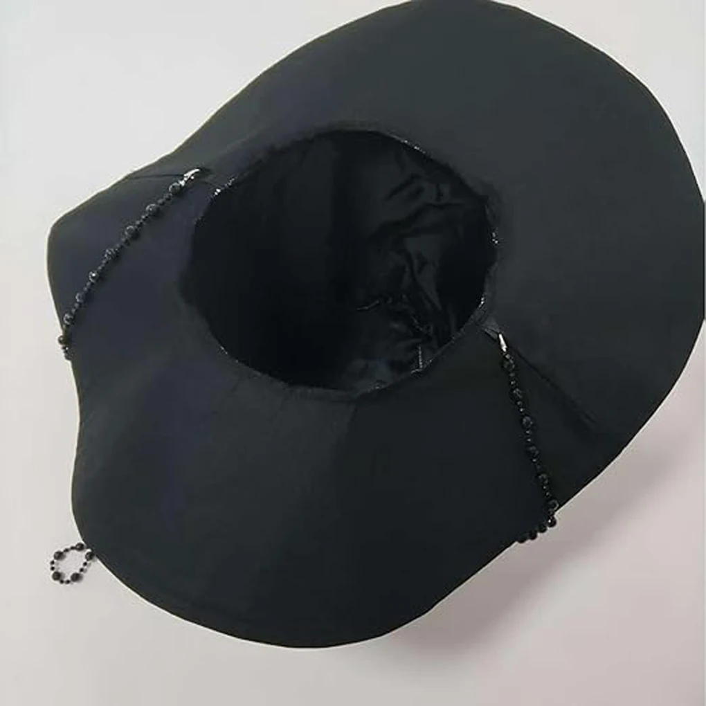 Jinu Hat Korean Men's Traditional Dynasty Black Hat Hunter Hat with Bead Chain Idol Role Traditional for Halloween