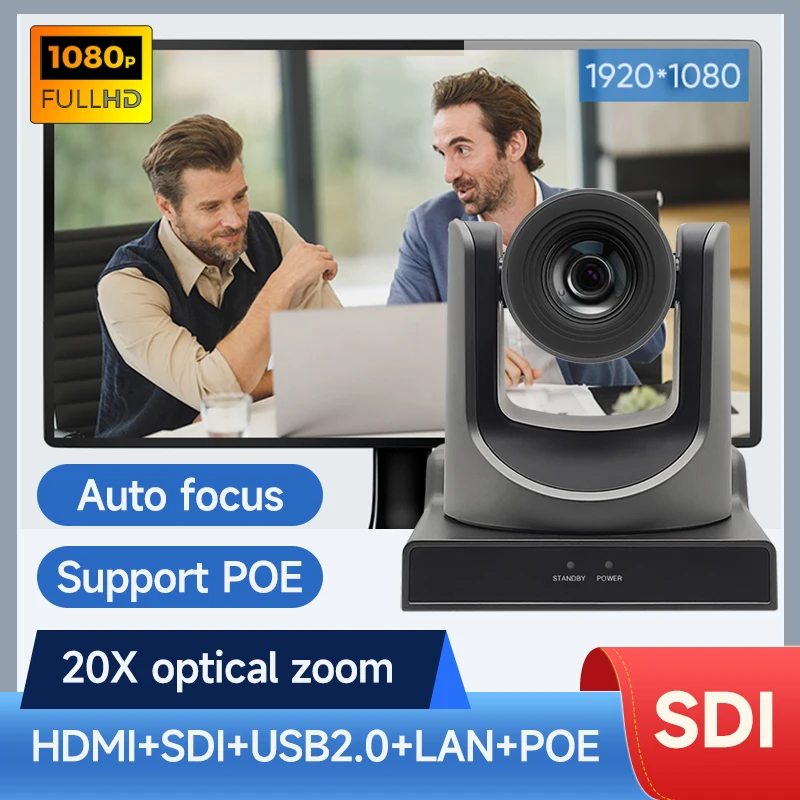 Telecamera PTZ 1080P Zoom ottico 20X Zoom digitale 16X per la trasmissione di riunioni di lavoro in