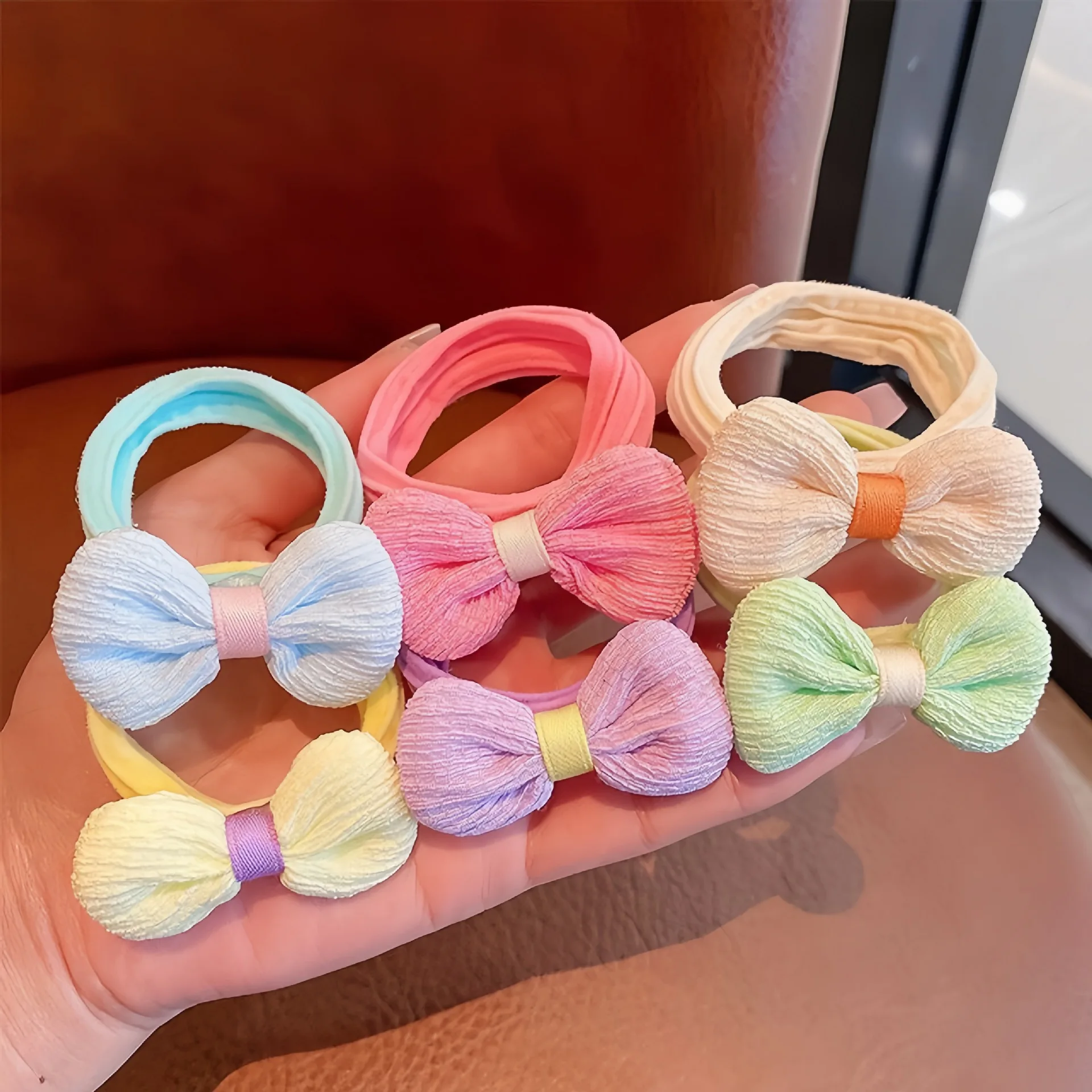 12PCS New Cut Hair Ties Princess Sweet Flower Bow Girls Women Elastic Hair Bands Hair Accessories Headwear