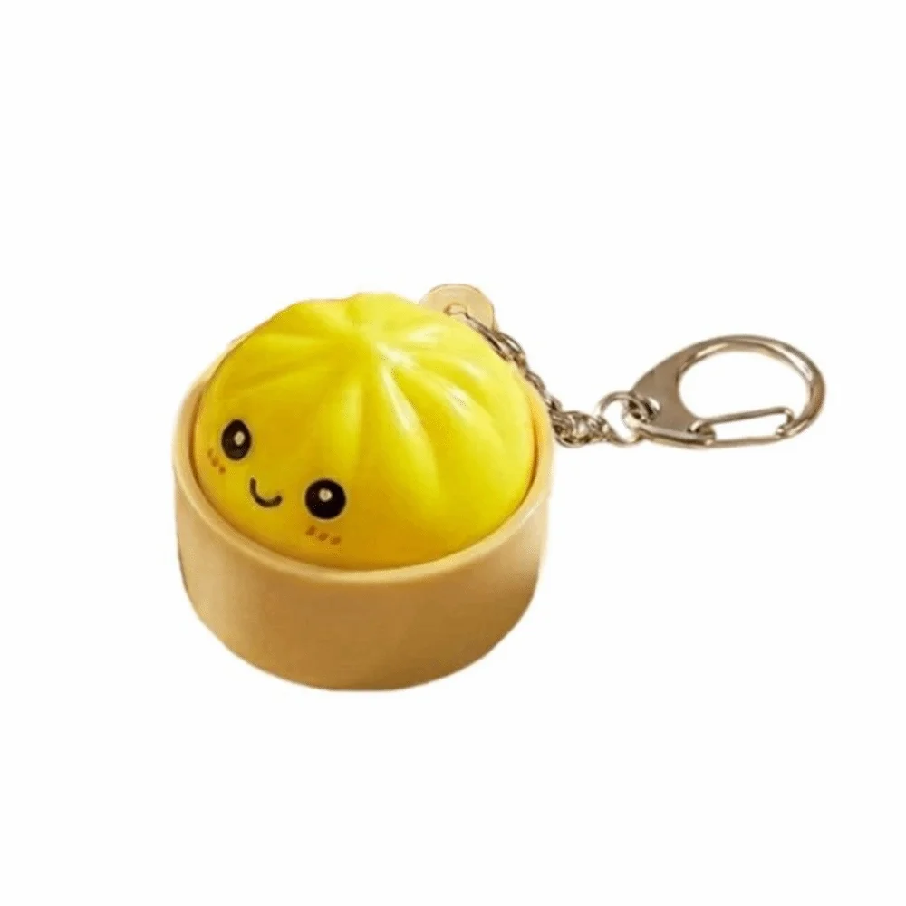With Steamer Mini Dumplings Squishy Cute Pinch Squeezable Light-Up Steamed Bun Keychain Fidget Pendant Keyboard Fidget Kids