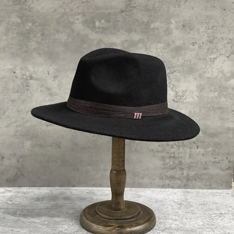 

2025 Новая японская шерстяная фетровая шляпа, винтажная шляпа Fedora с плоскими полями, унисекс, повседневная уличная кепка