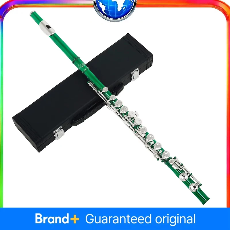 SLADE Green Flute 16-Hole C Key Flute | درجة أداء الحفلات الموسيقية Cupronickel | مجموعة كاملة مع حافظة/مفك براغي/قماش تنظيف